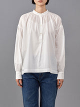 Button front gather blouse