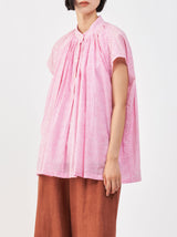 Button front no sleeve gather blouse