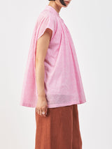 Button front no sleeve gather blouse