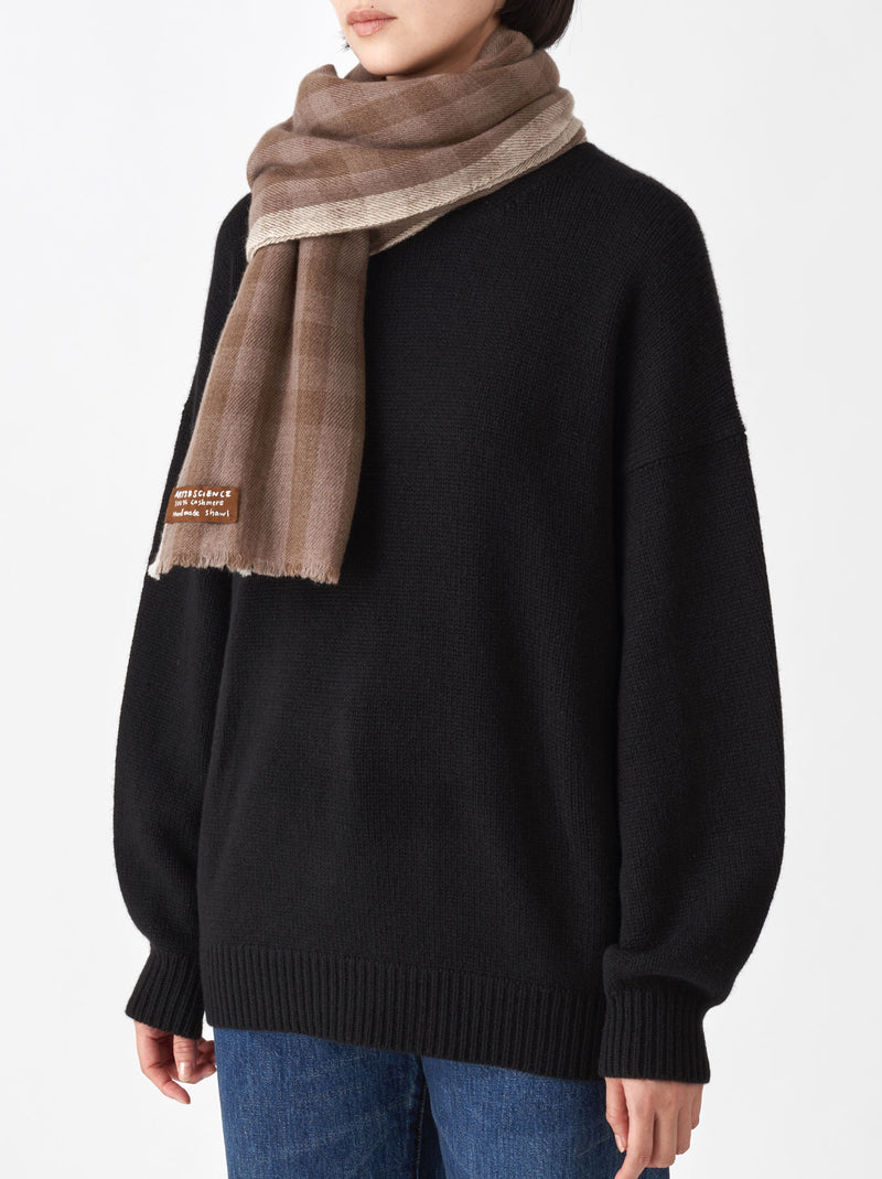 Bicolor check shawl M