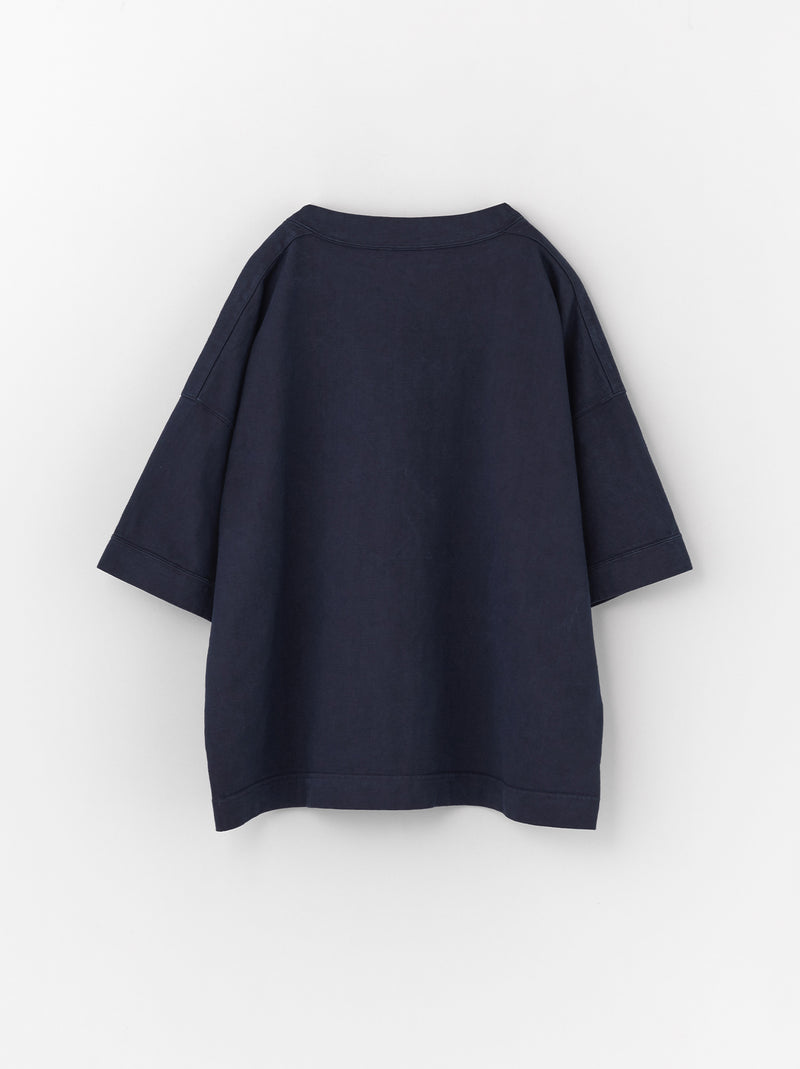 Stand collar box shirt half sleeve