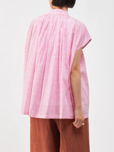 Button front no sleeve gather blouse