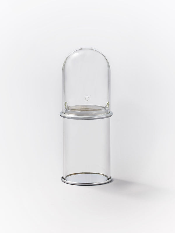 Glass toothbrush pot with glass dome
